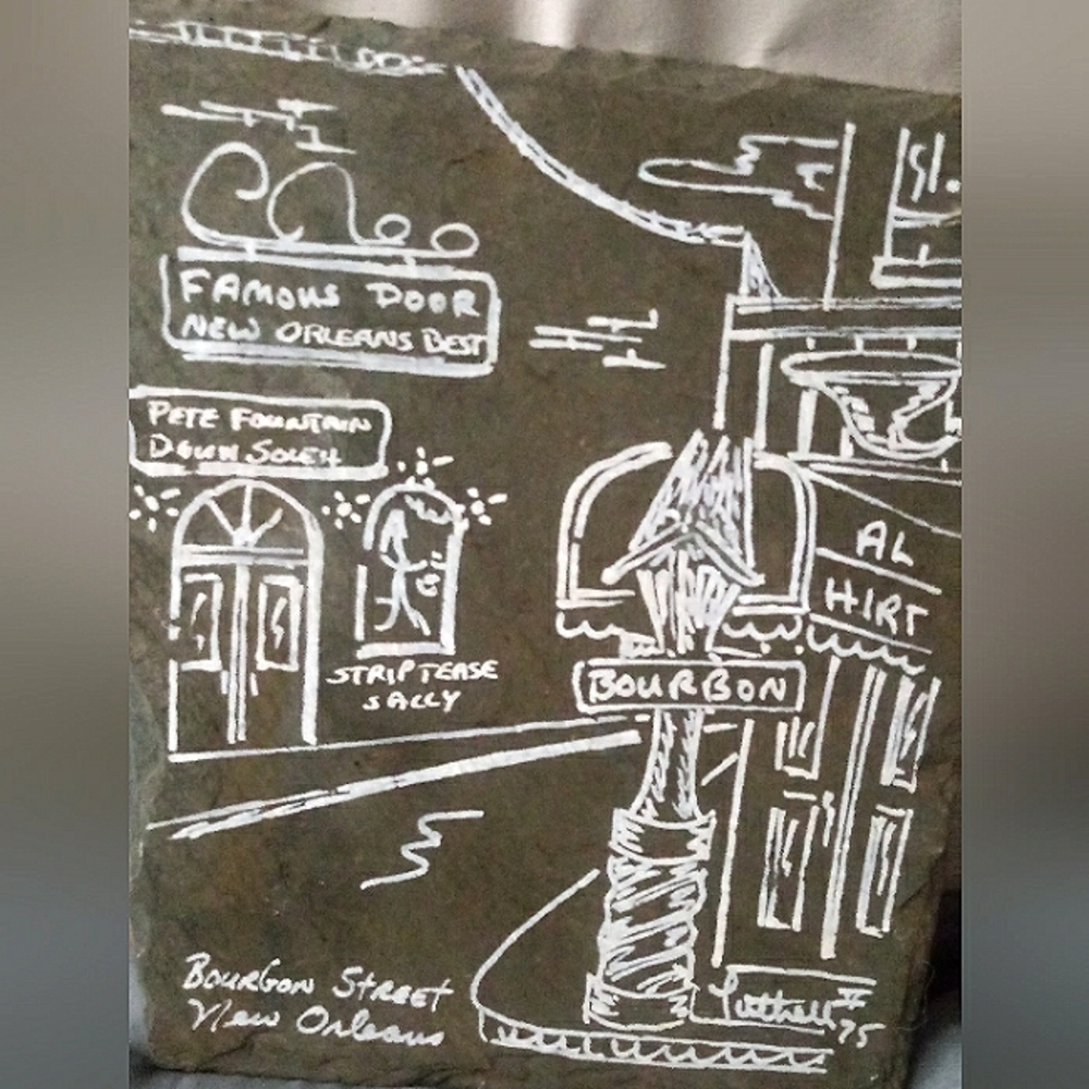 George B Luttrell II " Bourbon Street" on slate original signed art wall decor